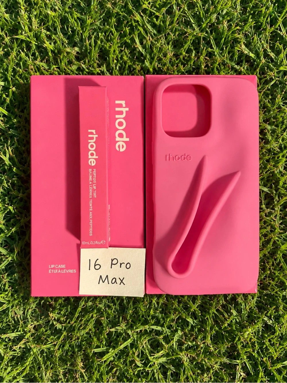 RHODE Pink Silicone iPhone Case with Matching Lip Tint - Hot Pink